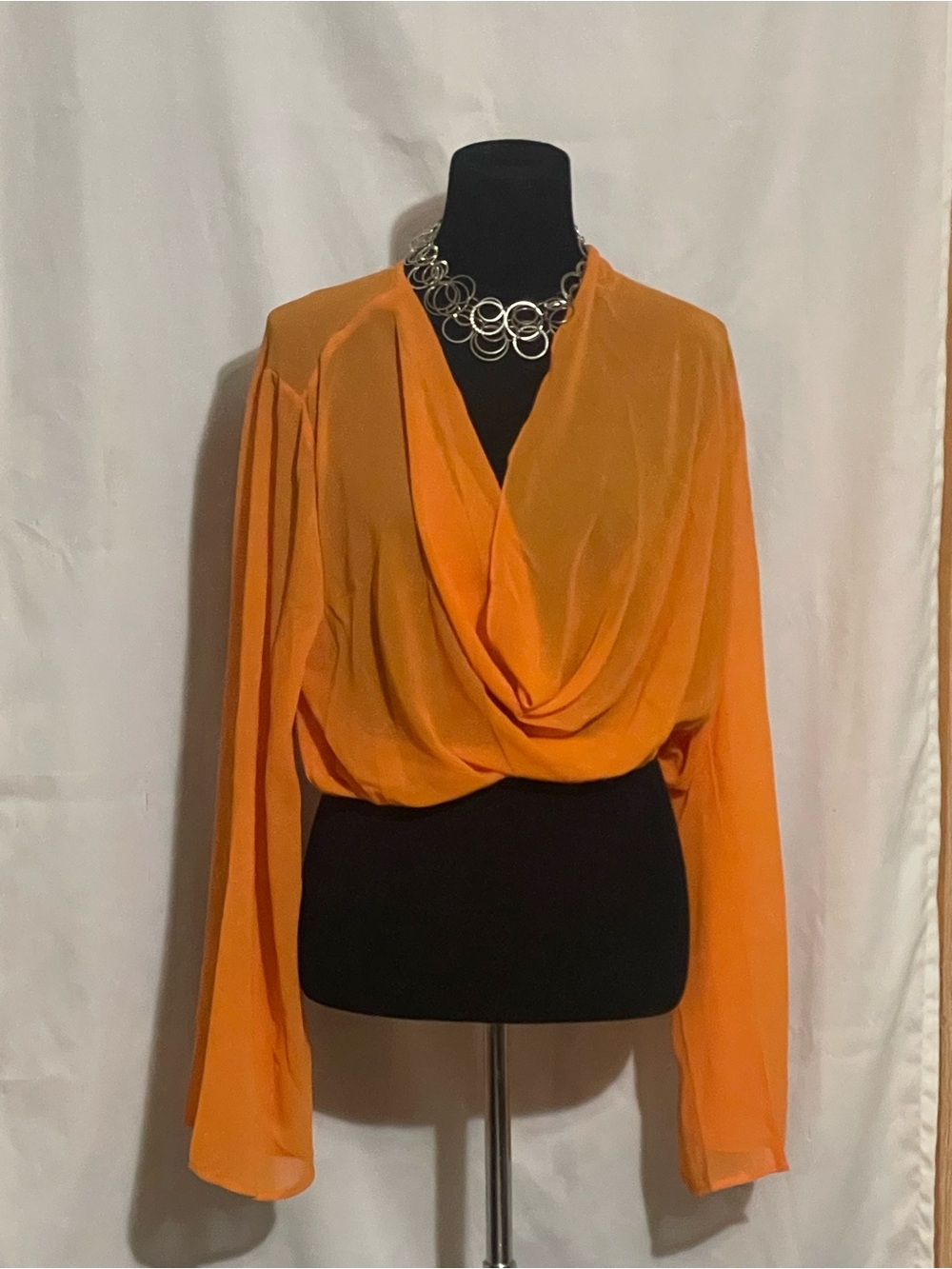 Draped Orange Women's Swim Coverup